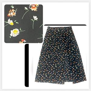 Women’s XL Long black Floral Print Maxi Skirt High front split